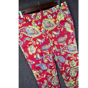 Polo Golf Ralph Lauren Red Paisley Ankle Pants Women Size 6 Stretch Cotton Twill